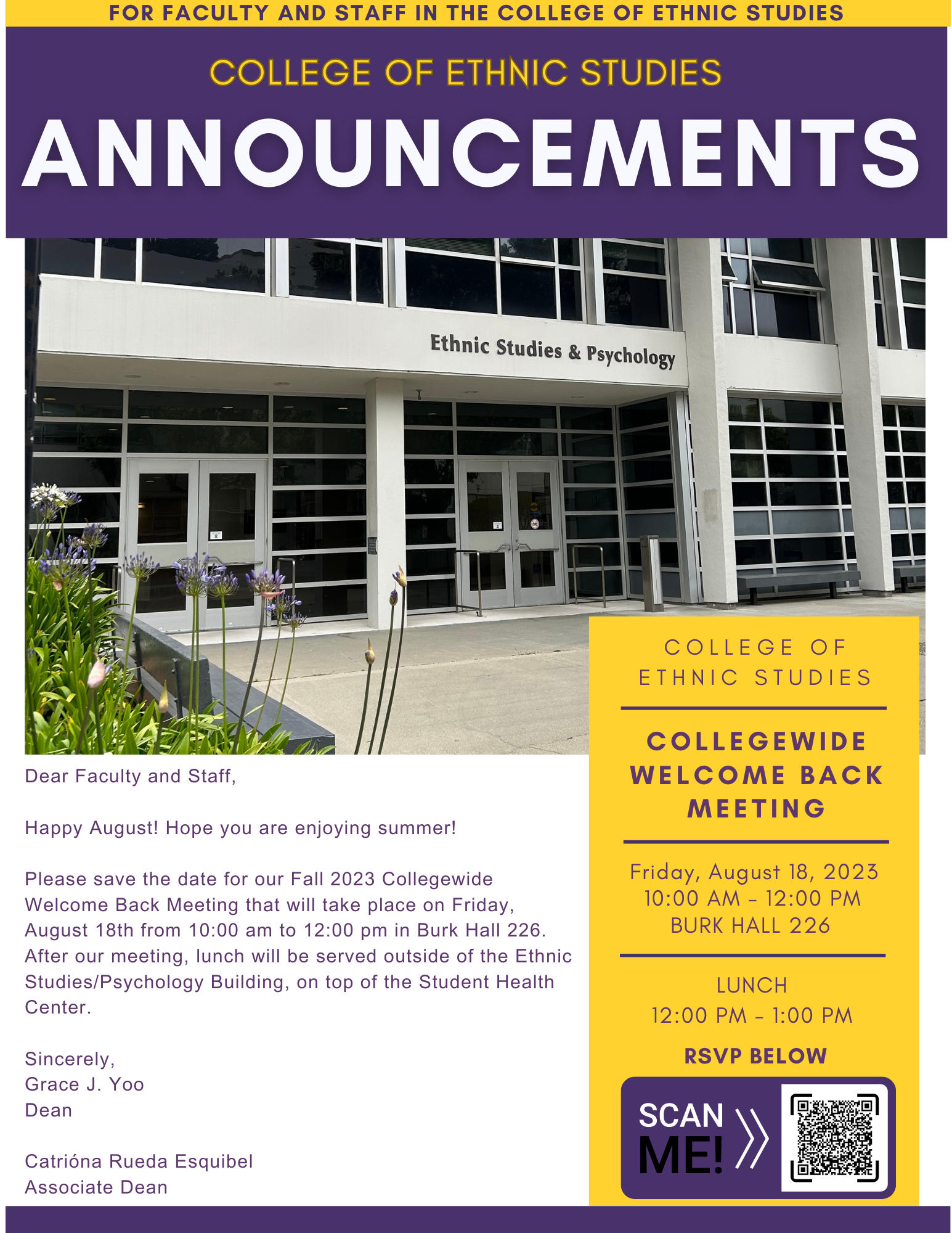 Collegewide Meeting Announcement