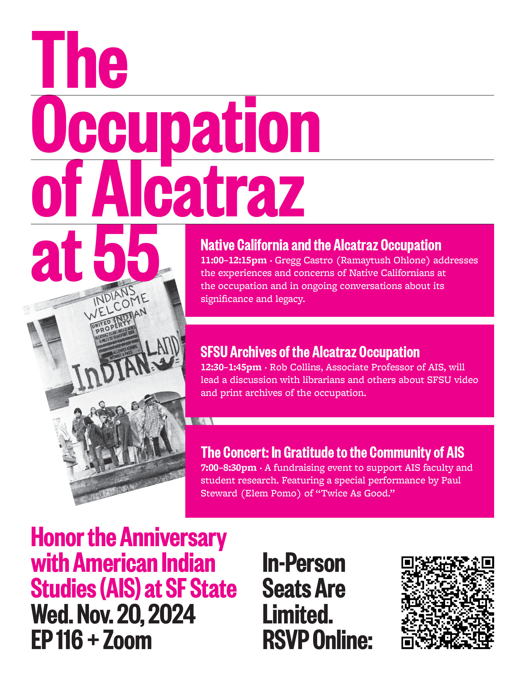 Flyer for the 55th Anniversary of the Occupation of Alcatraz