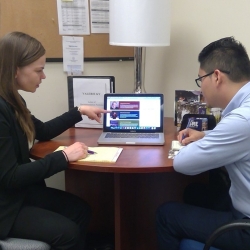 An advisor advising a student