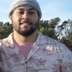 man in aloha shirt